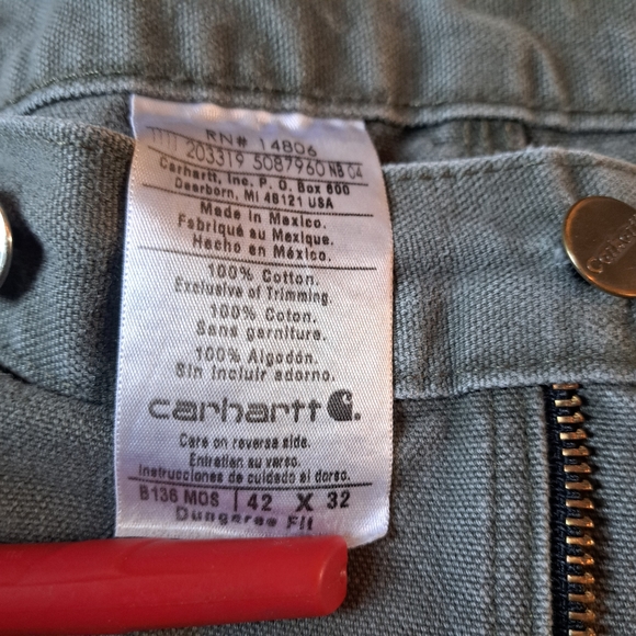 Carhartt Utility Logger Pants Adult 42x32 Double Knee Front Rivet B136-MOS - Picture 5 of 9